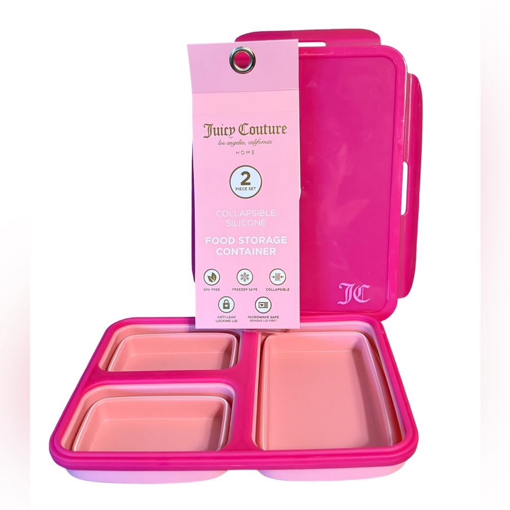 Juicy Couture Los Angeles NWT Pink Silicone Collapsible Food Storage Set - Picture 2 of 8